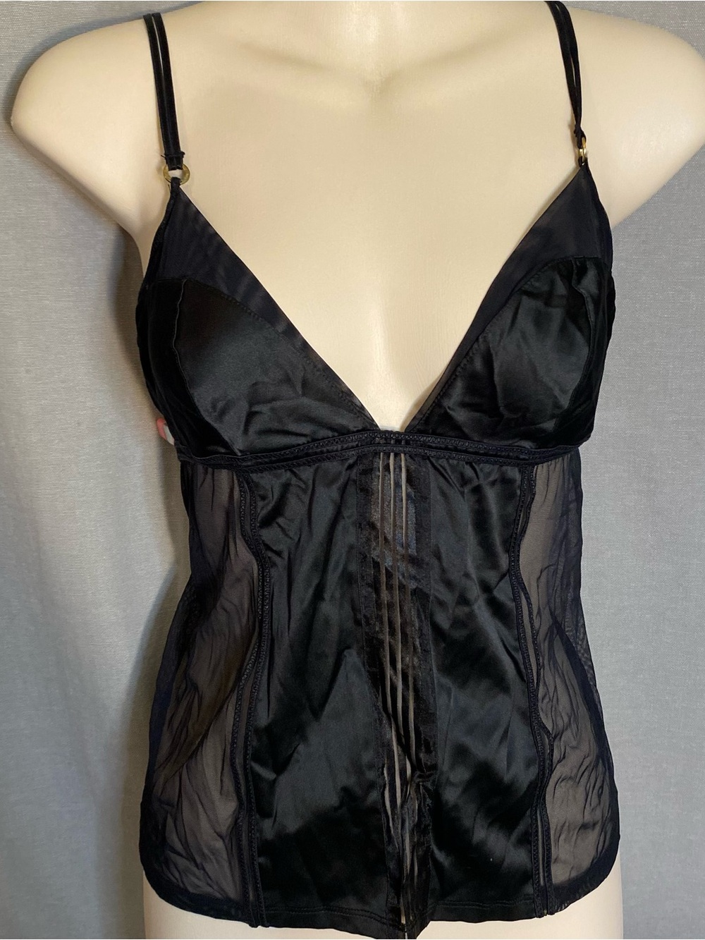 Victoria's Secret Black Sheer Satin Babydoll Chemise